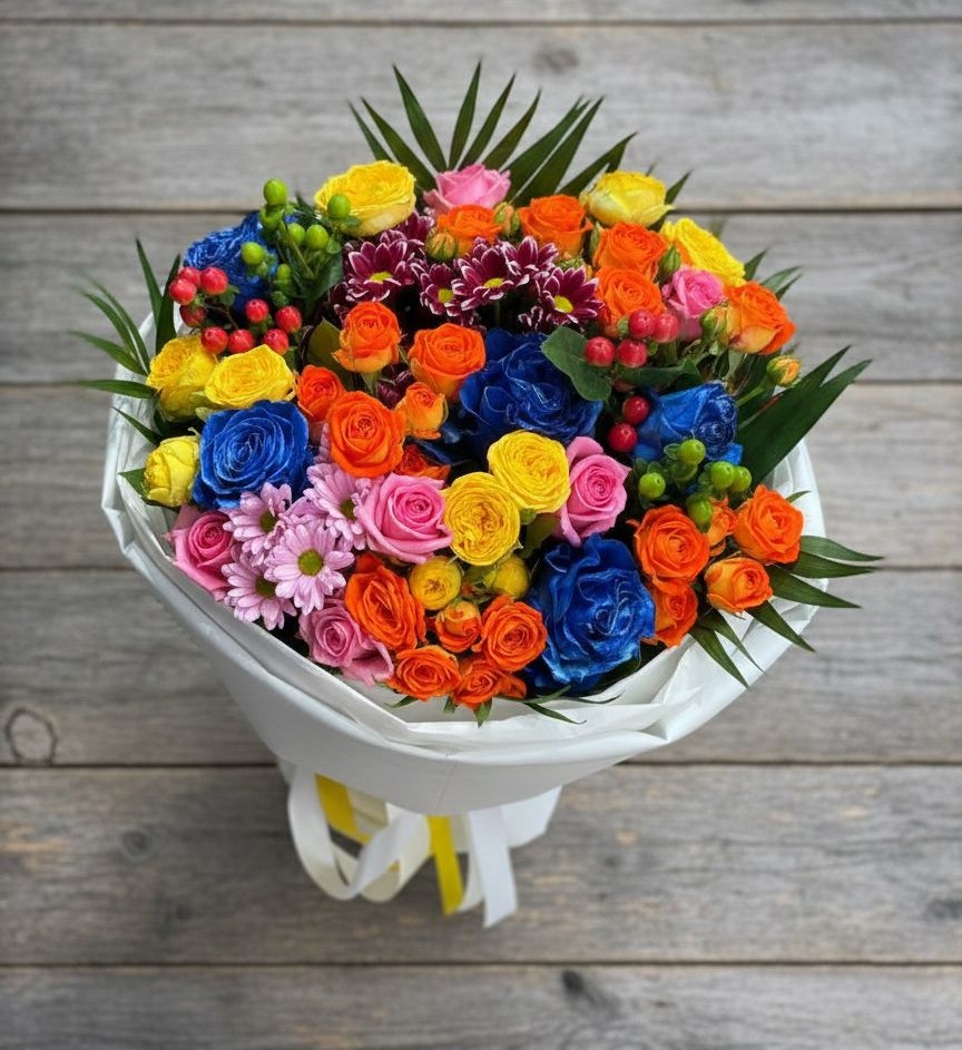 Букет цветов из: Розы и Хризантемы в Мишкинской