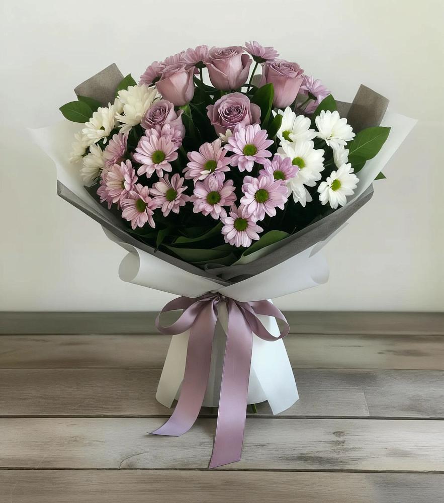 Букет цветов из: Хризантемы и Розы в Мишкинской