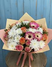 Букет цветов из:  Розы, Герберы и Хризантемы в Мишкинской