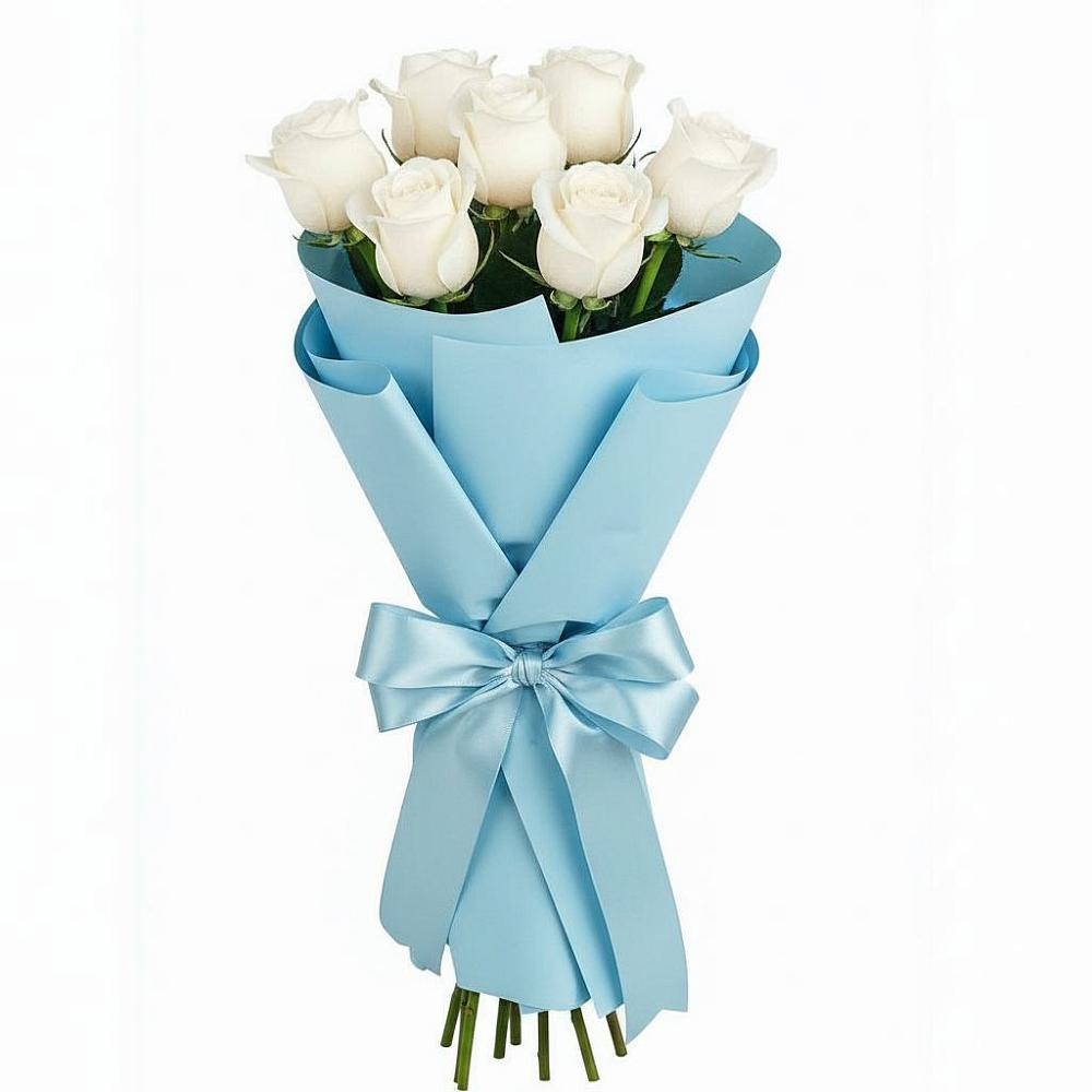 Букет 7 белых роз Проуд в Мишкинской
