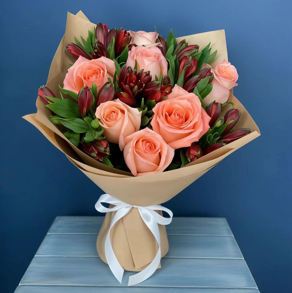 Букет цветов из: Розы и Альстромерии в Мишкинской