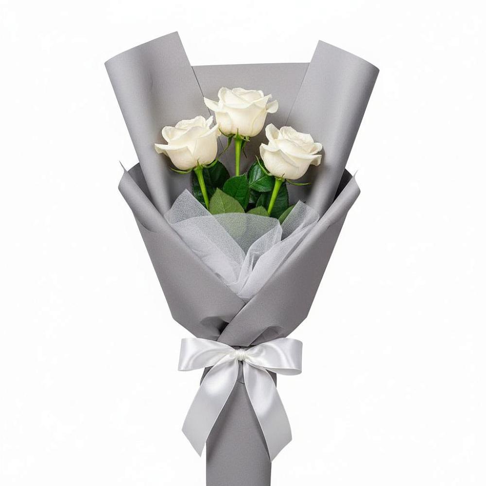 Букет 3 белые розы в Мишкинской