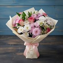 Букет цветов из:  Хризантемы, Альстромерии и Розы в Мишкинской