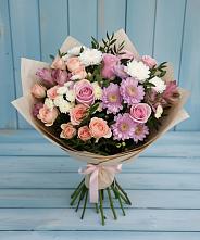 Букет цветов из:  Хризантемы, Розы и Альстромерии в Мишкинской