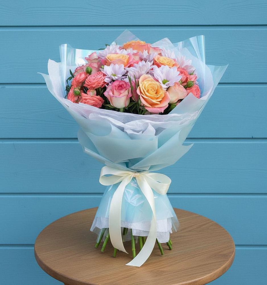 Букет цветов из: Хризантемы и Розы в Мишкинской