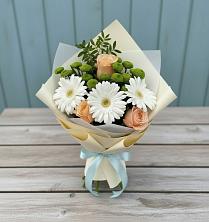 Букет цветов из:  Герберы, Розы и Хризантемы в Мишкинской