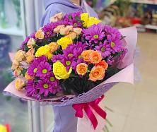 Букет цветов из:  Хризантемы и Розы #REPLACE_PRED# Мишкинской